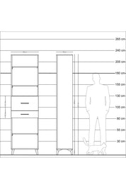 Arges Dolap 4 Raflı 2 Çekmeceli 60x30x221 Antrasit-Antrasit