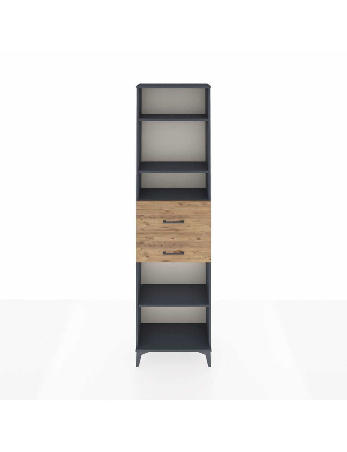 Arges Dolap 4 Raflı 2 Çekmeceli 60x30x221 Antrasit-Çam