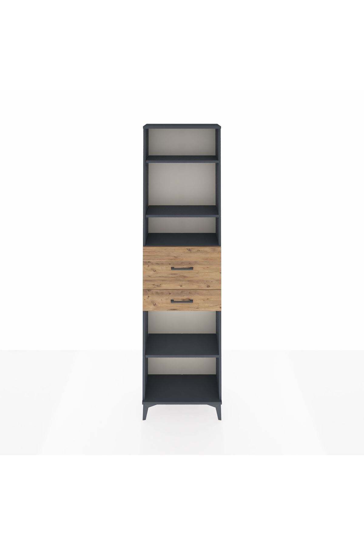 Arges Dolap 4 Raflı 2 Çekmeceli 60x30x221 Antrasit-Çam