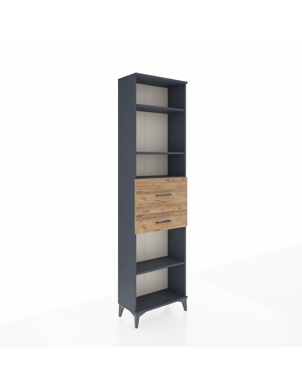 Arges Dolap 4 Raflı 2 Çekmeceli 60x30x221 Antrasit-Çam