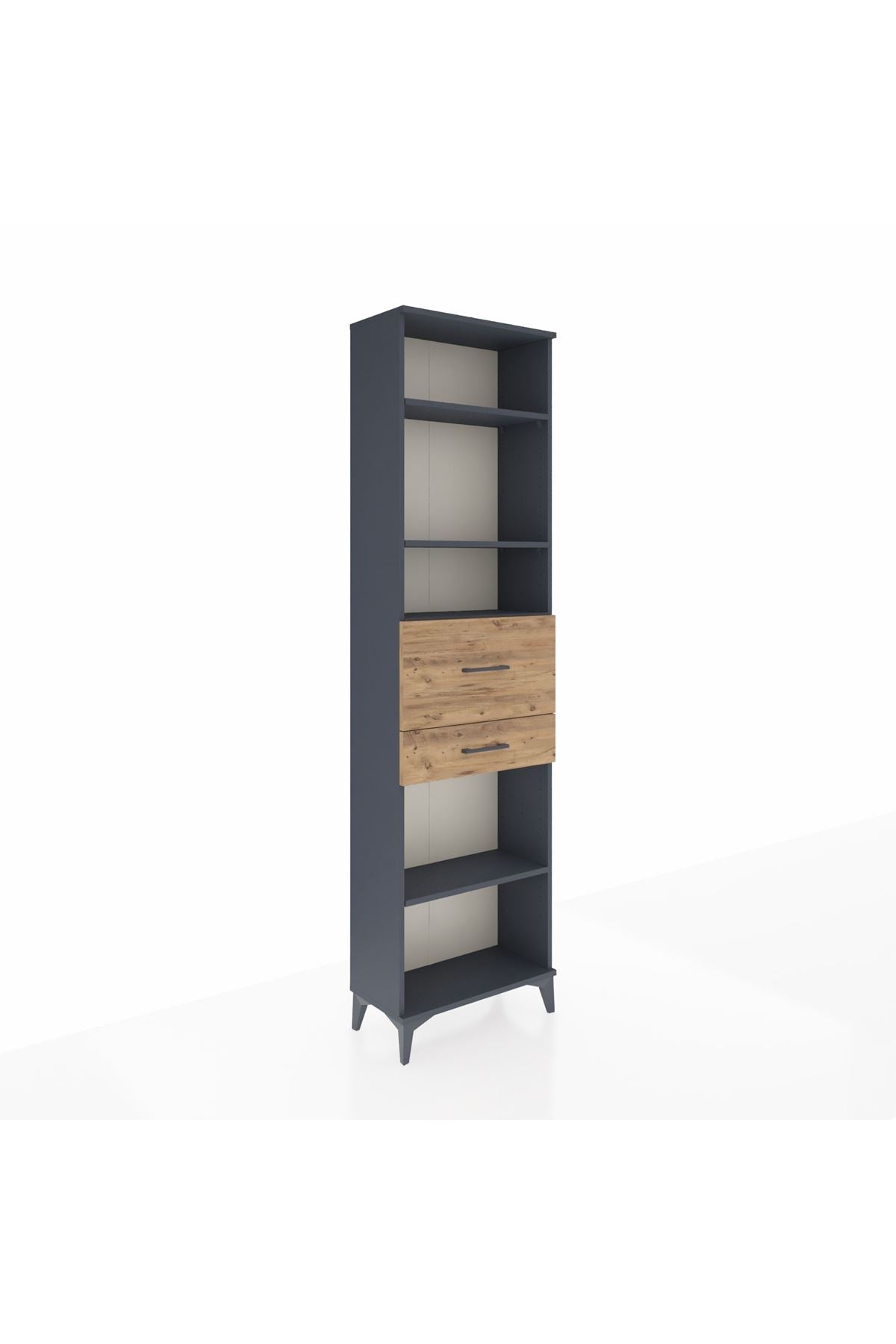 Arges Dolap 4 Raflı 2 Çekmeceli 60x30x221 Antrasit-Çam