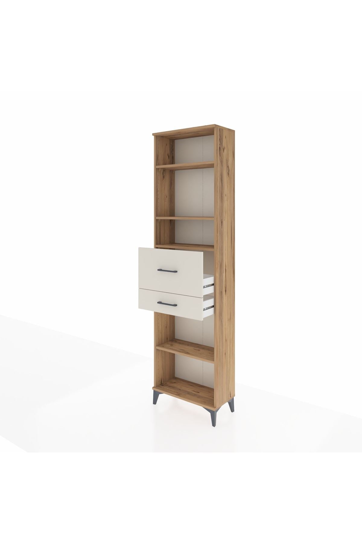 Arges Dolap 4 Raflı 2 Çekmeceli 60x30x221 Çam-Aytaşı