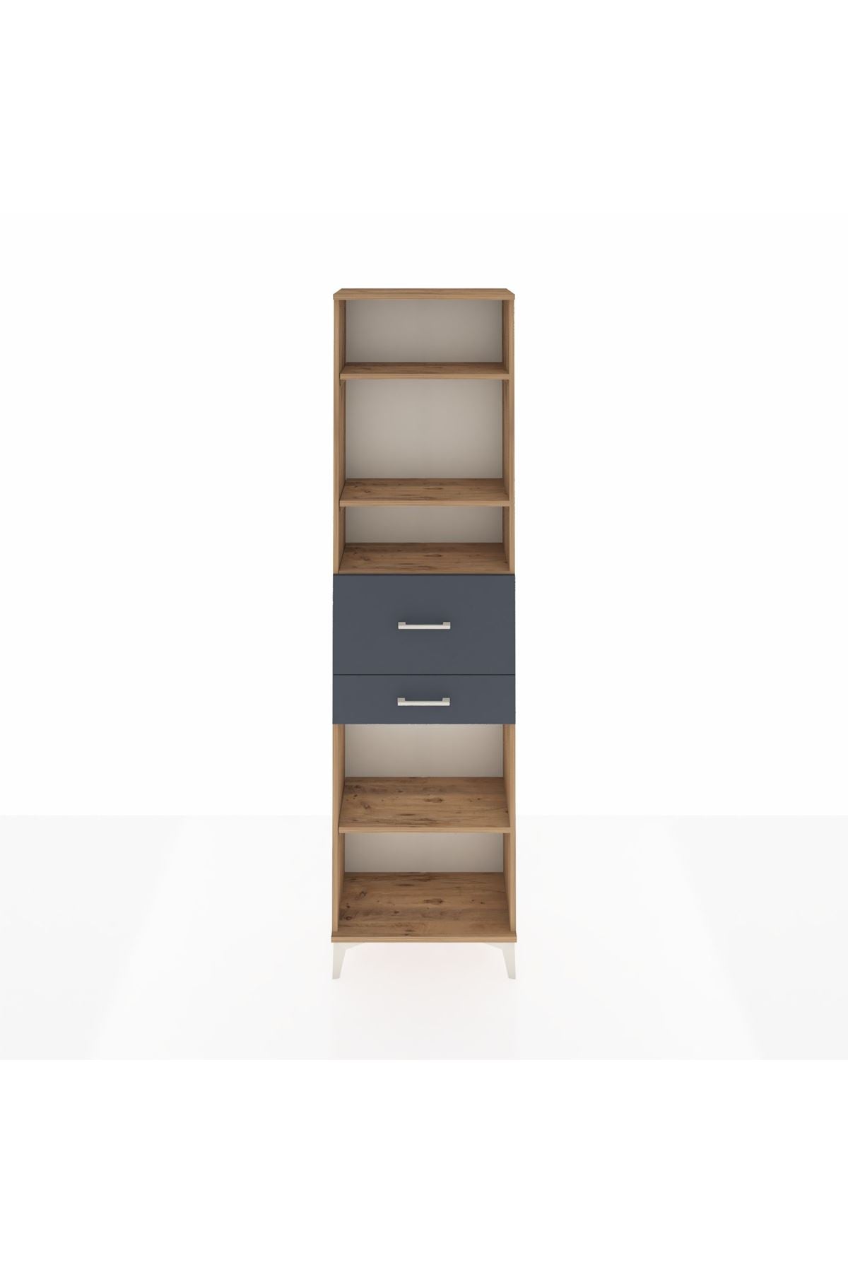 Arges Dolap 4 Raflı 2 Çekmeceli 60x30x221 Çam-Antrasit