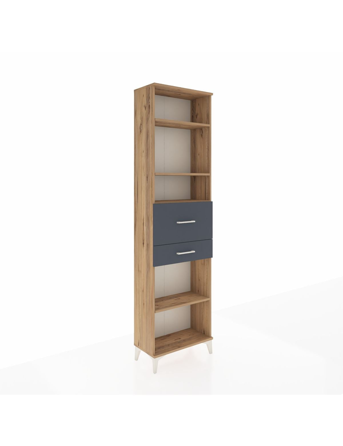 Arges Dolap 4 Raflı 2 Çekmeceli 60x30x221 Çam-Antrasit