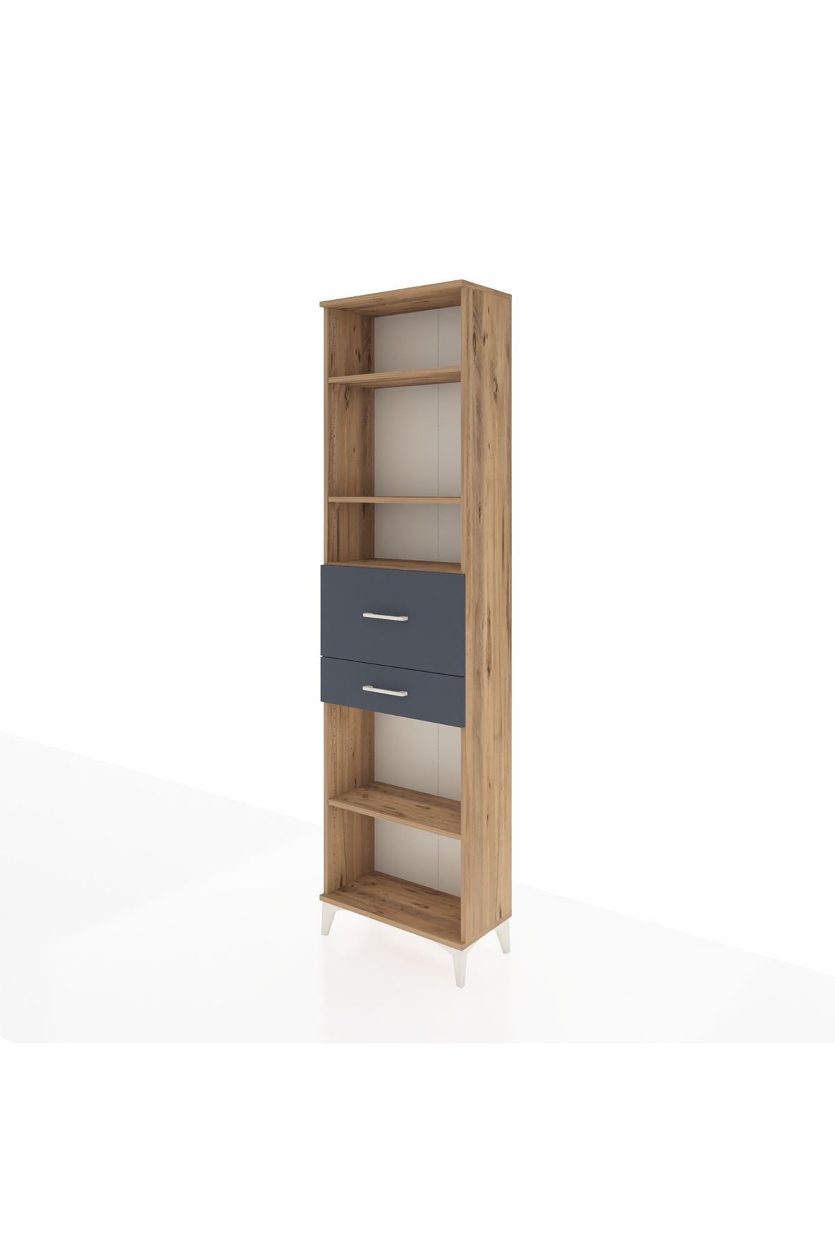 Arges Dolap 4 Raflı 2 Çekmeceli 60x30x221 Çam-Antrasit