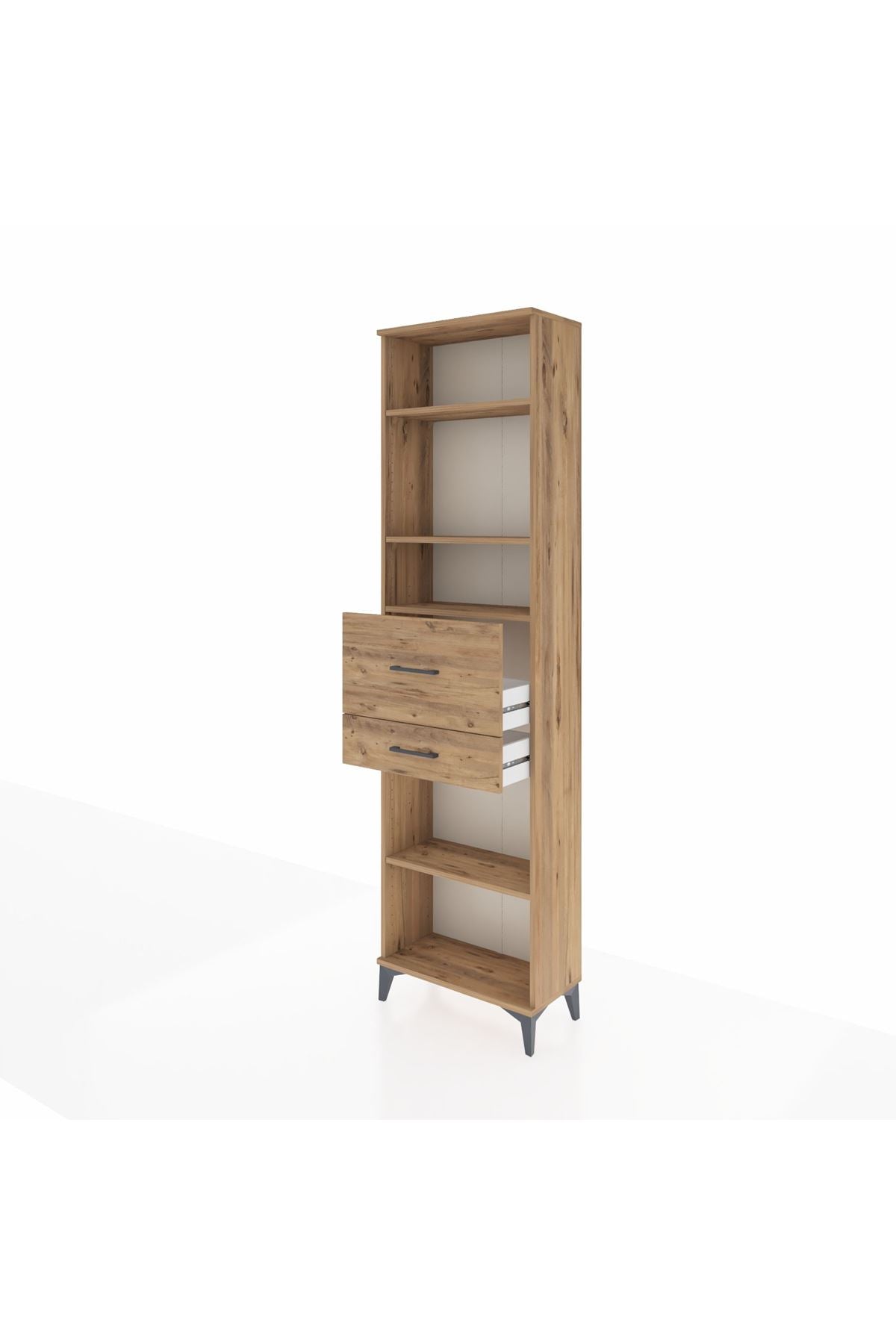 Arges Dolap 4 Raflı 2 Çekmeceli 60x30x221 Çam-Çam