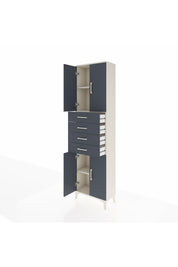 Arges Dolap 3 Raflı 4 Çekmeceli 4 Kapaklı 60x30x221 Aytaşı-Antrasit