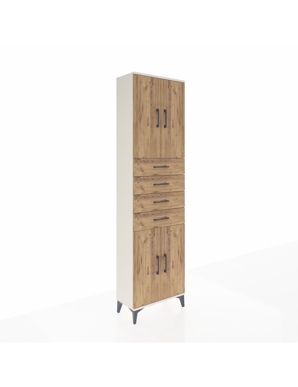 Arges Dolap 3 Raflı 4 Çekmeceli 4 Kapaklı 60x30x221 Aytaşı-Çam