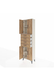 Arges Dolap 3 Raflı 4 Çekmeceli 4 Kapaklı 60x30x221 Aytaşı-Çam