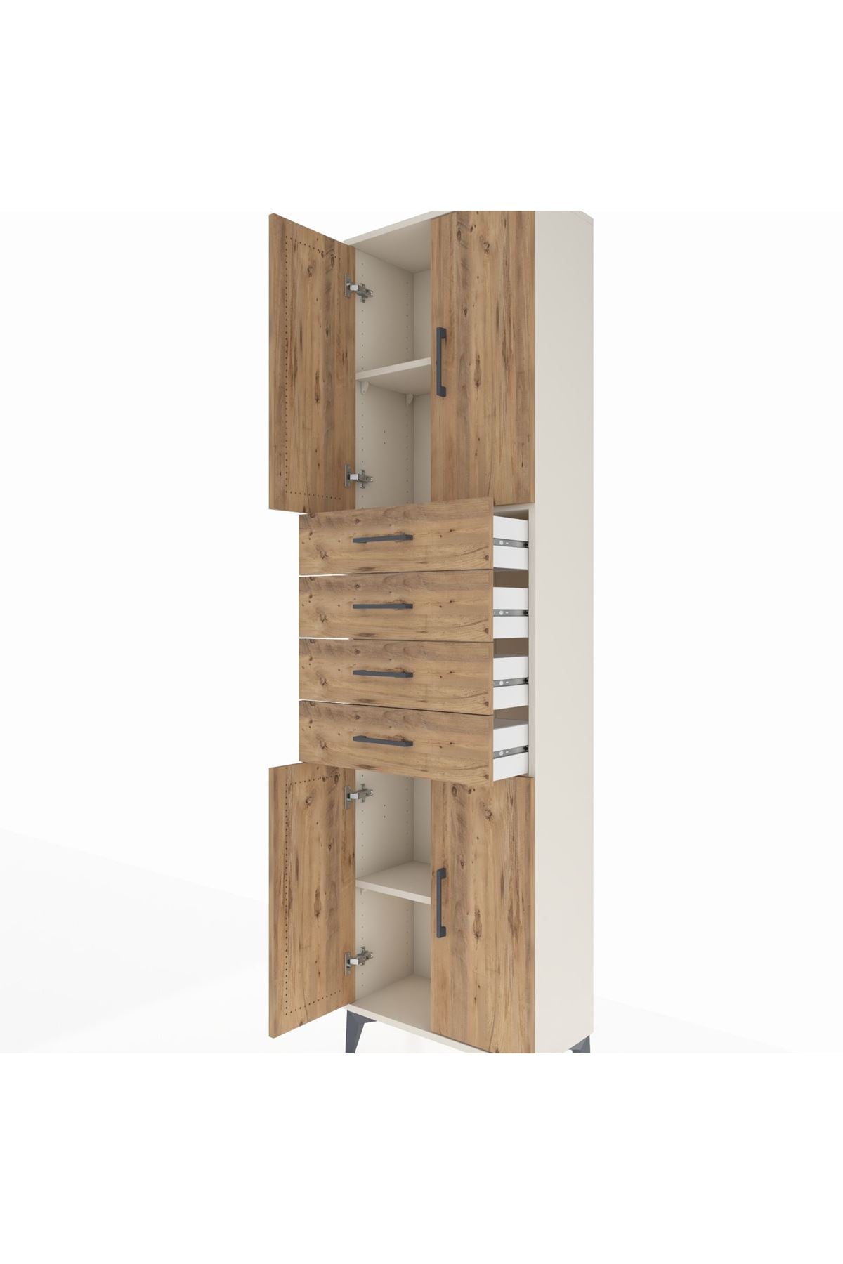 Arges Dolap 3 Raflı 4 Çekmeceli 4 Kapaklı 60x30x221 Aytaşı-Çam