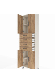 Arges Dolap 3 Raflı 4 Çekmeceli 4 Kapaklı 60x30x221 Aytaşı-Çam