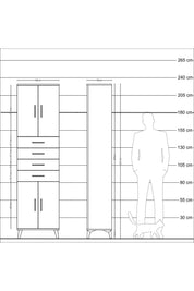 Arges Dolap 3 Raflı 4 Çekmeceli 4 Kapaklı 60x30x221 Aytaşı-Çam