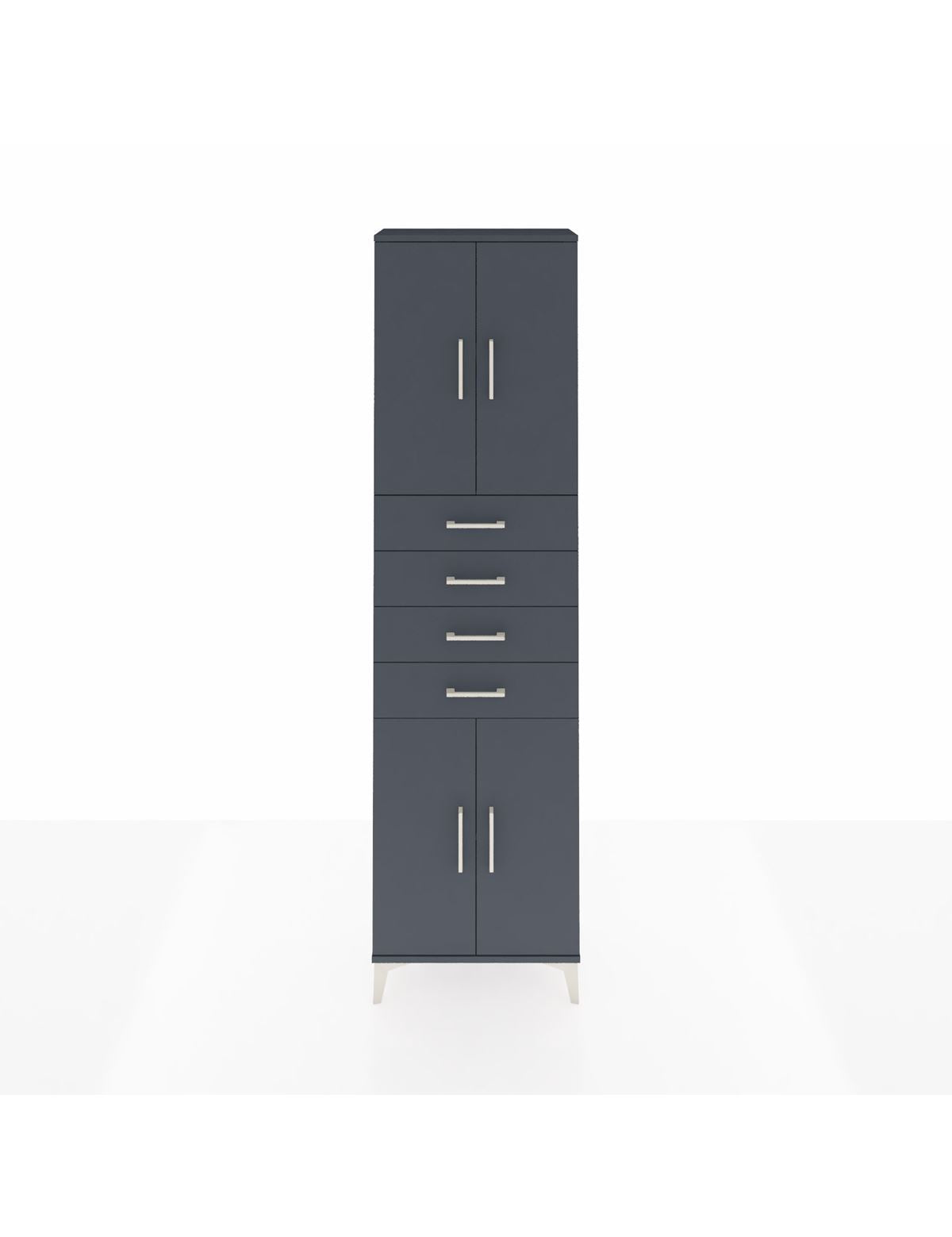 Arges Dolap 3 Raflı 4 Çekmeceli 4 Kapaklı 60x30x221 Antrasit-Antrasit