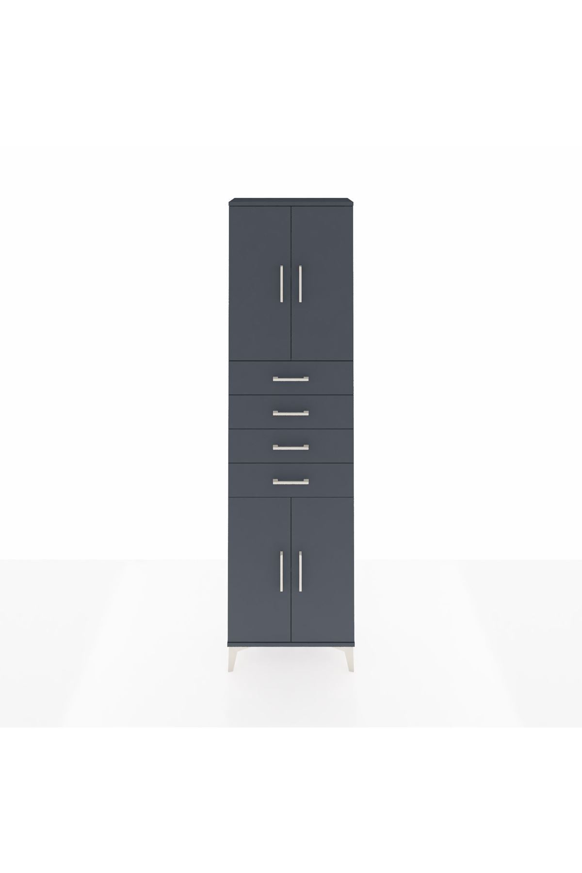 Arges Dolap 3 Raflı 4 Çekmeceli 4 Kapaklı 60x30x221 Antrasit-Antrasit