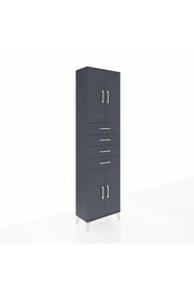 Arges Dolap 3 Raflı 4 Çekmeceli 4 Kapaklı 60x30x221 Antrasit-Antrasit