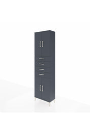 Arges Dolap 3 Raflı 4 Çekmeceli 4 Kapaklı 60x30x221 Antrasit-Antrasit