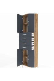 Arges Dolap 3 Raflı 4 Çekmeceli 4 Kapaklı 60x30x221 Çam-Antrasit