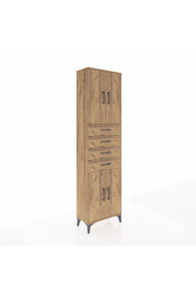 Arges Dolap 3 Raflı 4 Çekmeceli 4 Kapaklı 60x30x221 Çam-Çam