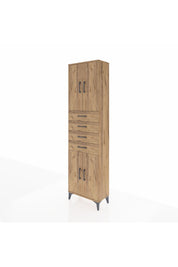 Arges Dolap 3 Raflı 4 Çekmeceli 4 Kapaklı 60x30x221 Çam-Çam