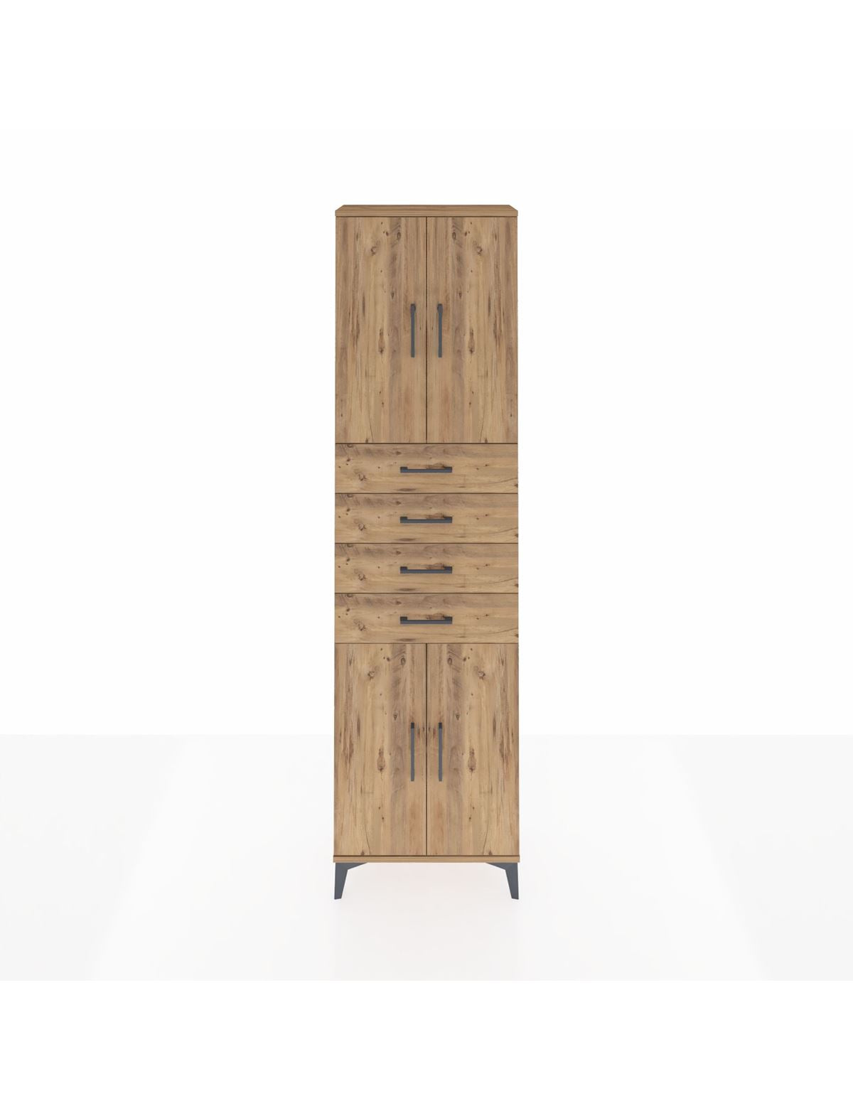 Arges Dolap 3 Raflı 4 Çekmeceli 4 Kapaklı 60x30x221 Çam-Çam