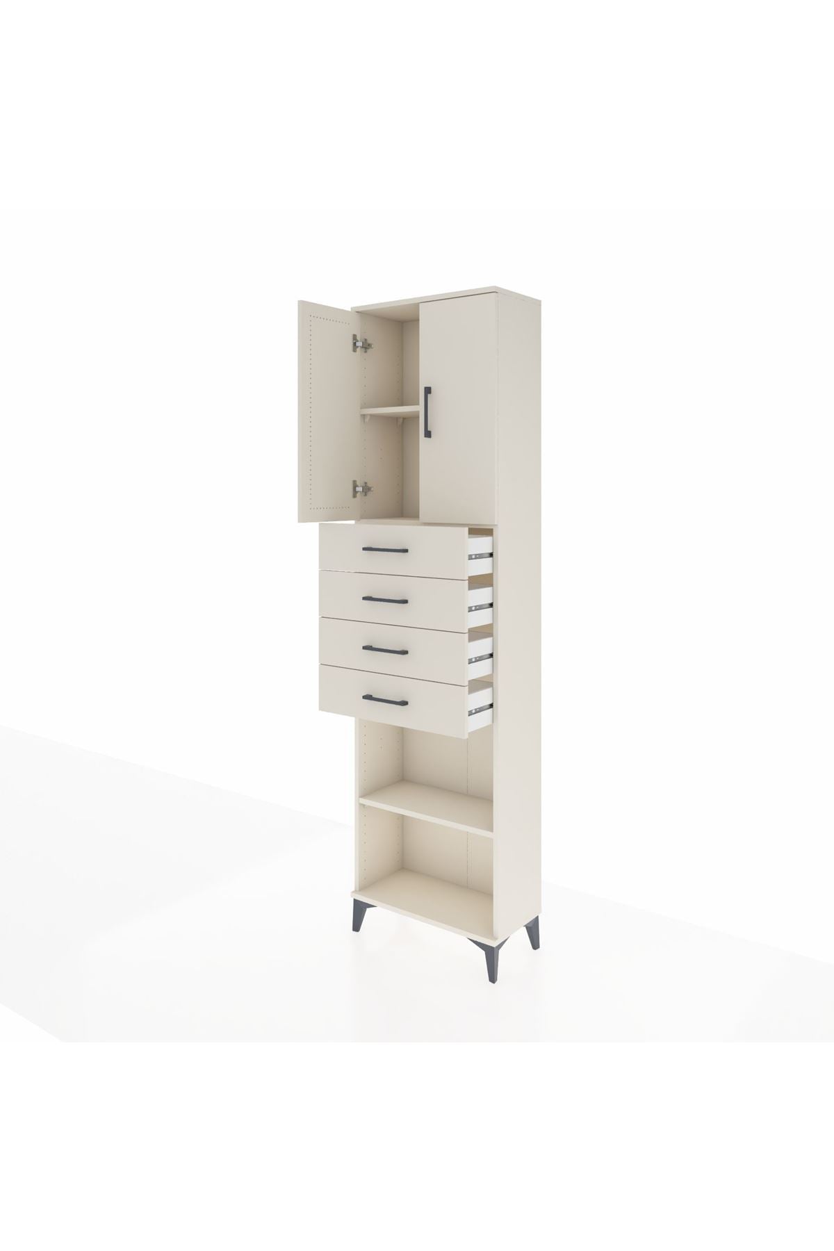 Arges Dolap 3 Raflı 4 Çekmeceli 2 Kapaklı 60x30x221 Aytaşı-Aytaşı