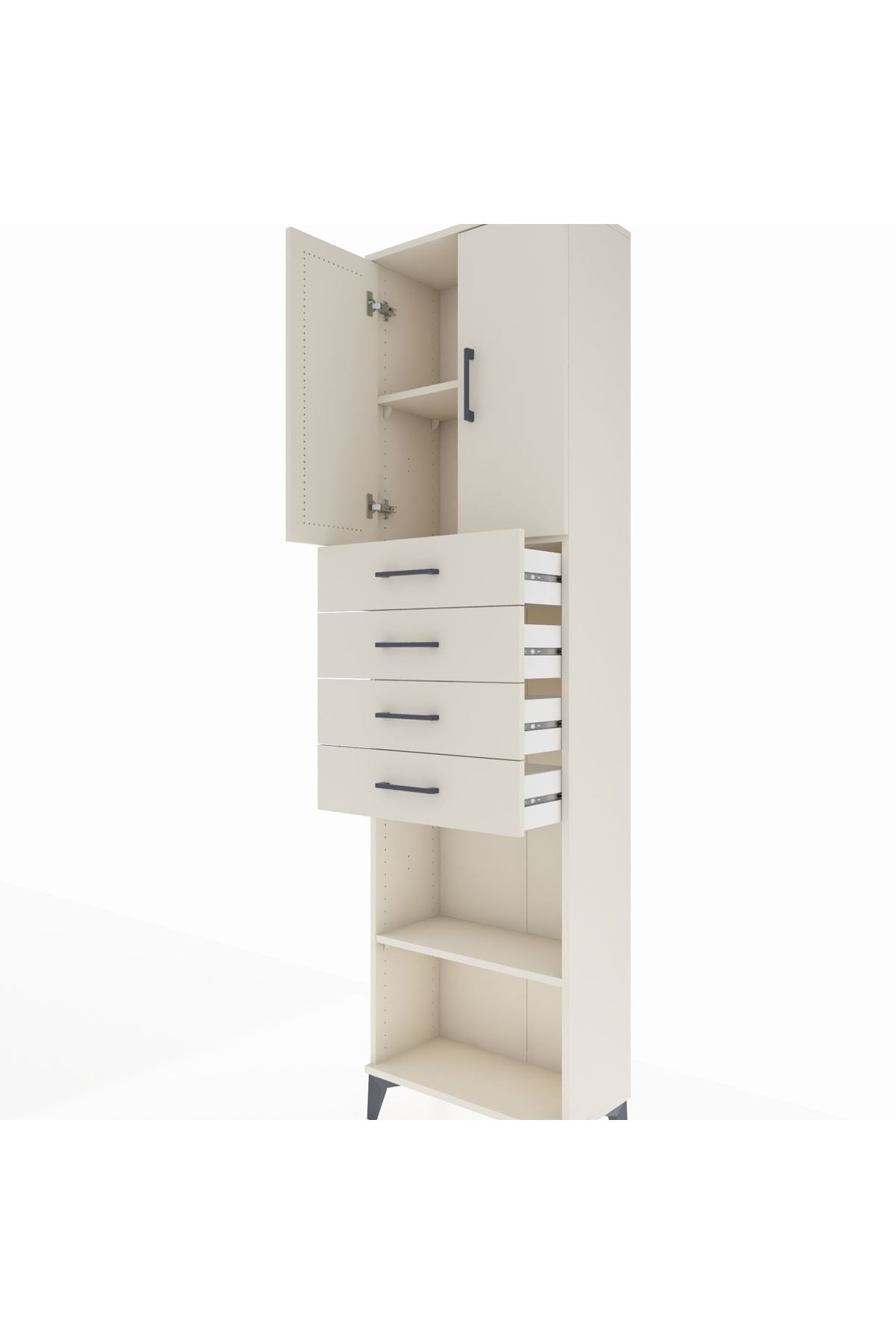 Arges Dolap 3 Raflı 4 Çekmeceli 2 Kapaklı 60x30x221 Aytaşı-Aytaşı