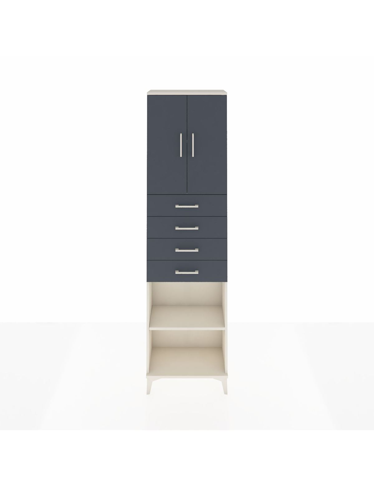 Arges Dolap 3 Raflı 4 Çekmeceli 2 Kapaklı 60x30x221 Aytaşı-Antrasit