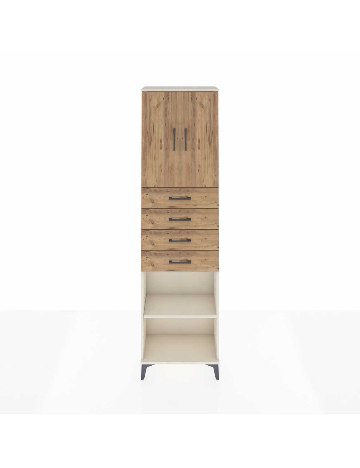 Arges Dolap 3 Raflı 4 Çekmeceli 2 Kapaklı 60x30x221 Aytaşı-Çam