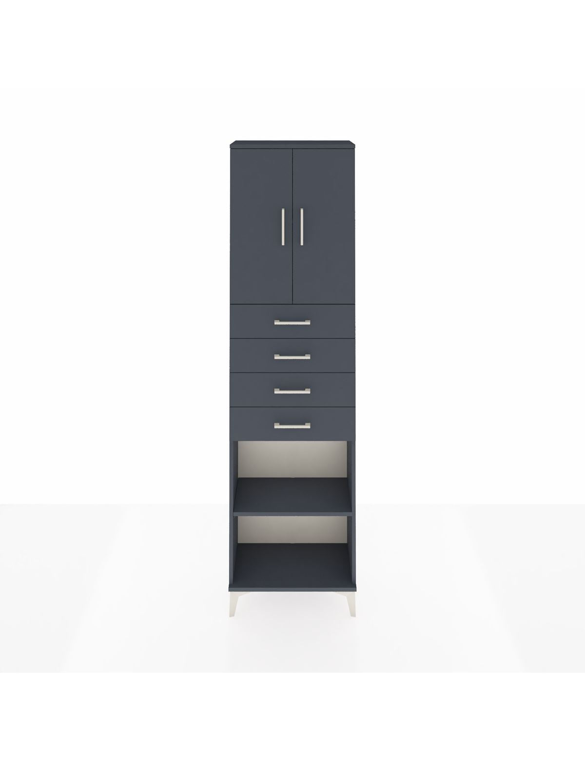 Arges Dolap 3 Raflı 4 Çekmeceli 2 Kapaklı 60x30x221 Antrasit-Antrasit