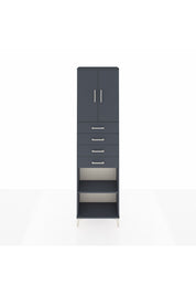 Arges Dolap 3 Raflı 4 Çekmeceli 2 Kapaklı 60x30x221 Antrasit-Antrasit