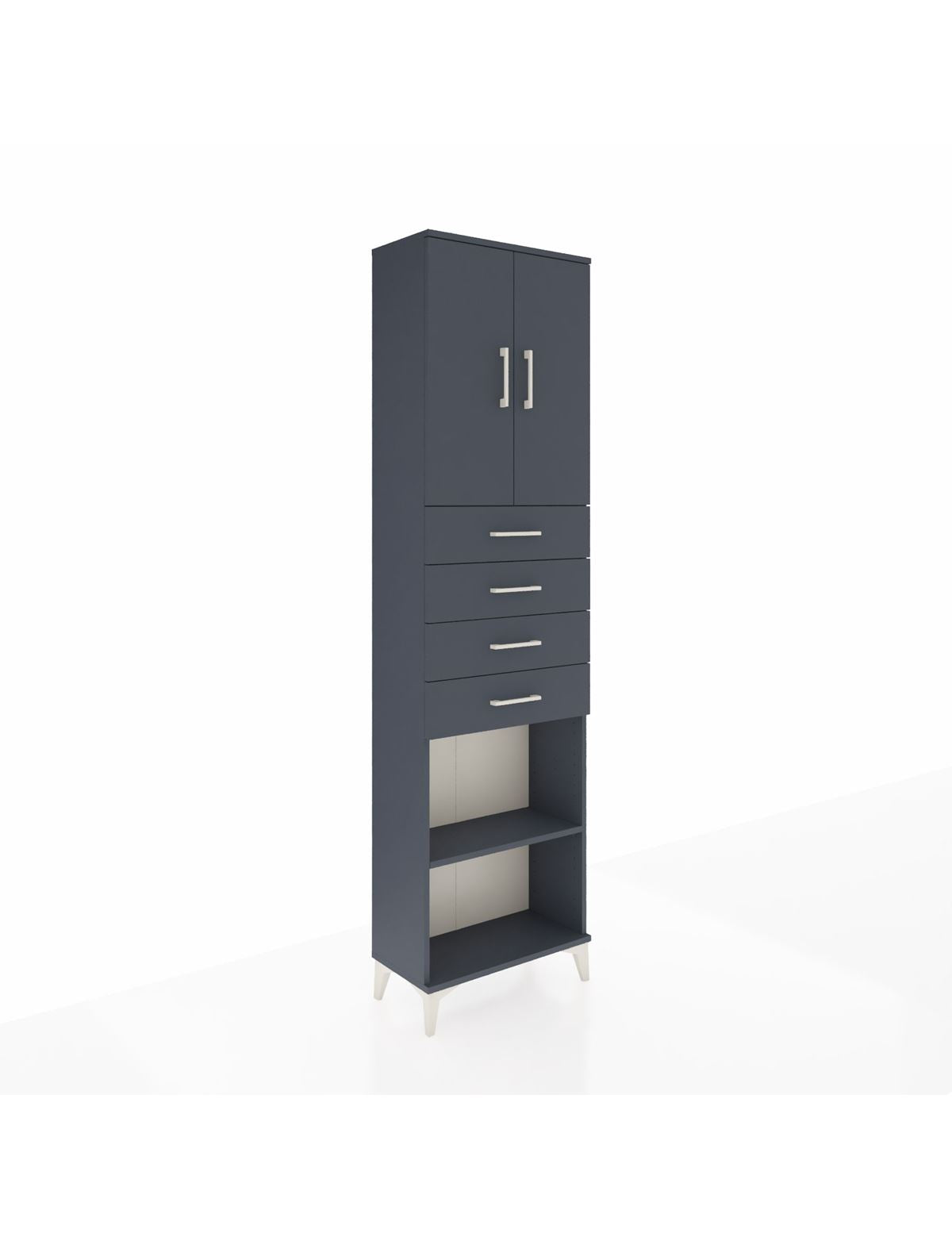 Arges Dolap 3 Raflı 4 Çekmeceli 2 Kapaklı 60x30x221 Antrasit-Antrasit