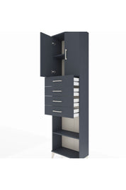 Arges Dolap 3 Raflı 4 Çekmeceli 2 Kapaklı 60x30x221 Antrasit-Antrasit