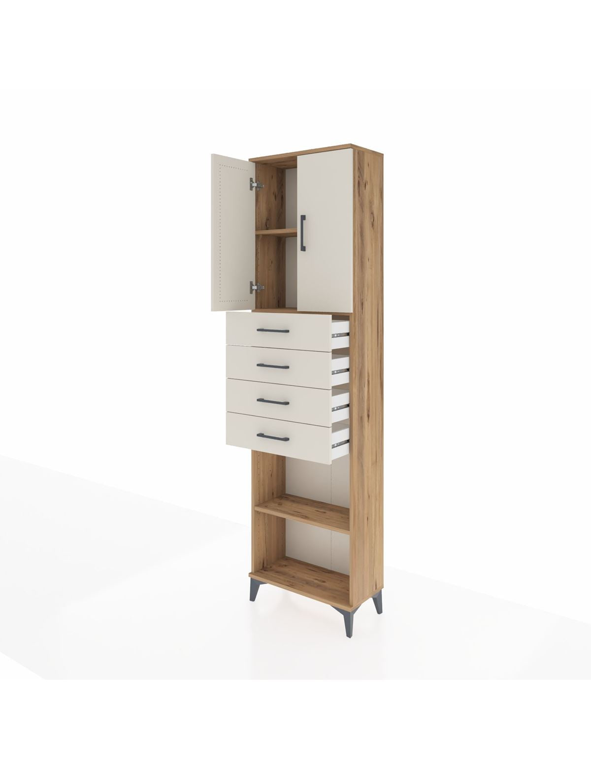 Arges Dolap 3 Raflı 4 Çekmeceli 2 Kapaklı 60x30x221 - S29M225V7A
