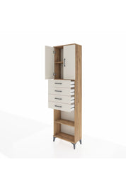 Arges Dolap 3 Raflı 4 Çekmeceli 2 Kapaklı 60x30x221 Çam-Aytaşı