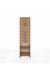 Arges Dolap 3 Raflı 4 Çekmeceli 2 Kapaklı 60x30x221 Çam-Çam