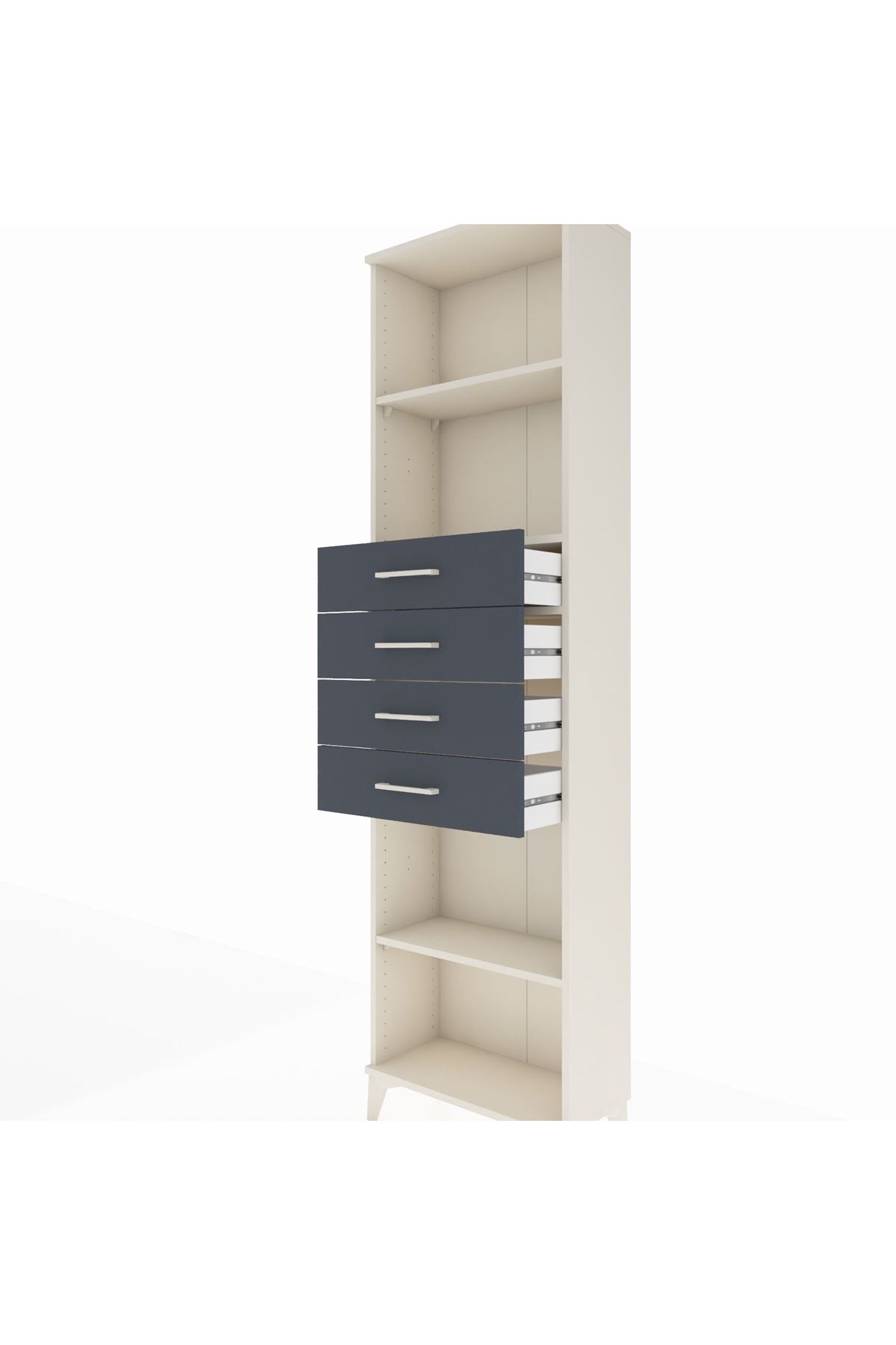 Arges Dolap 3 Raflı 4 Çekmeceli 60x30x221 Aytaşı-Antrasit