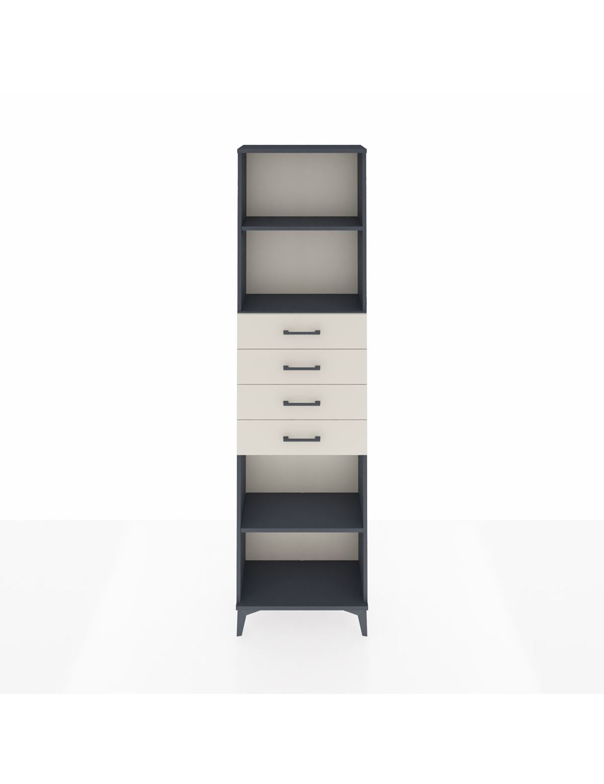 Arges Dolap 3 Raflı 4 Çekmeceli 60x30x221 Antrasit-Aytaşı