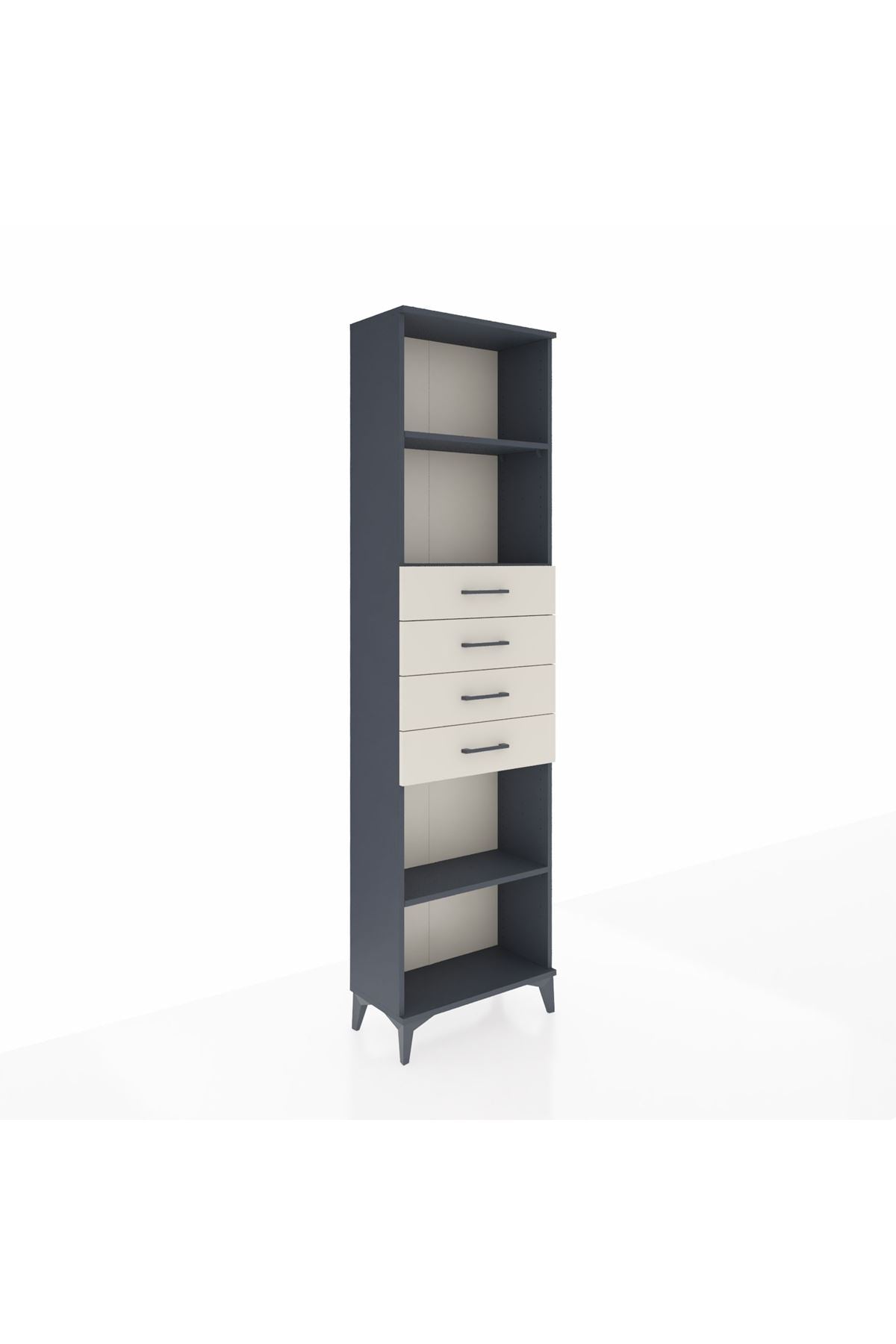 Arges Dolap 3 Raflı 4 Çekmeceli 60x30x221 Antrasit-Aytaşı