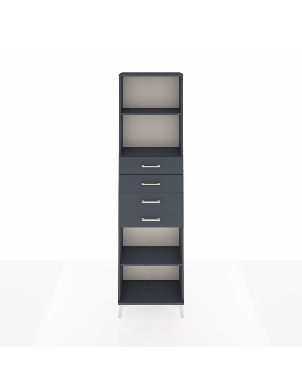 Arges Dolap 3 Raflı 4 Çekmeceli 60x30x221 Antrasit-Antrasit