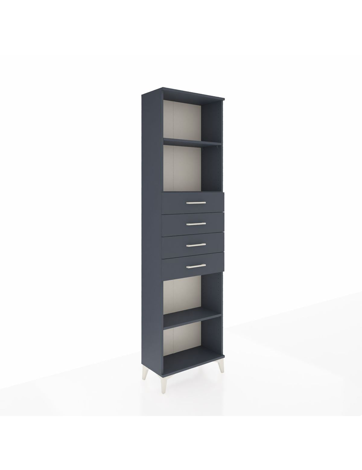 Arges Dolap 3 Raflı 4 Çekmeceli 60x30x221 Antrasit-Antrasit