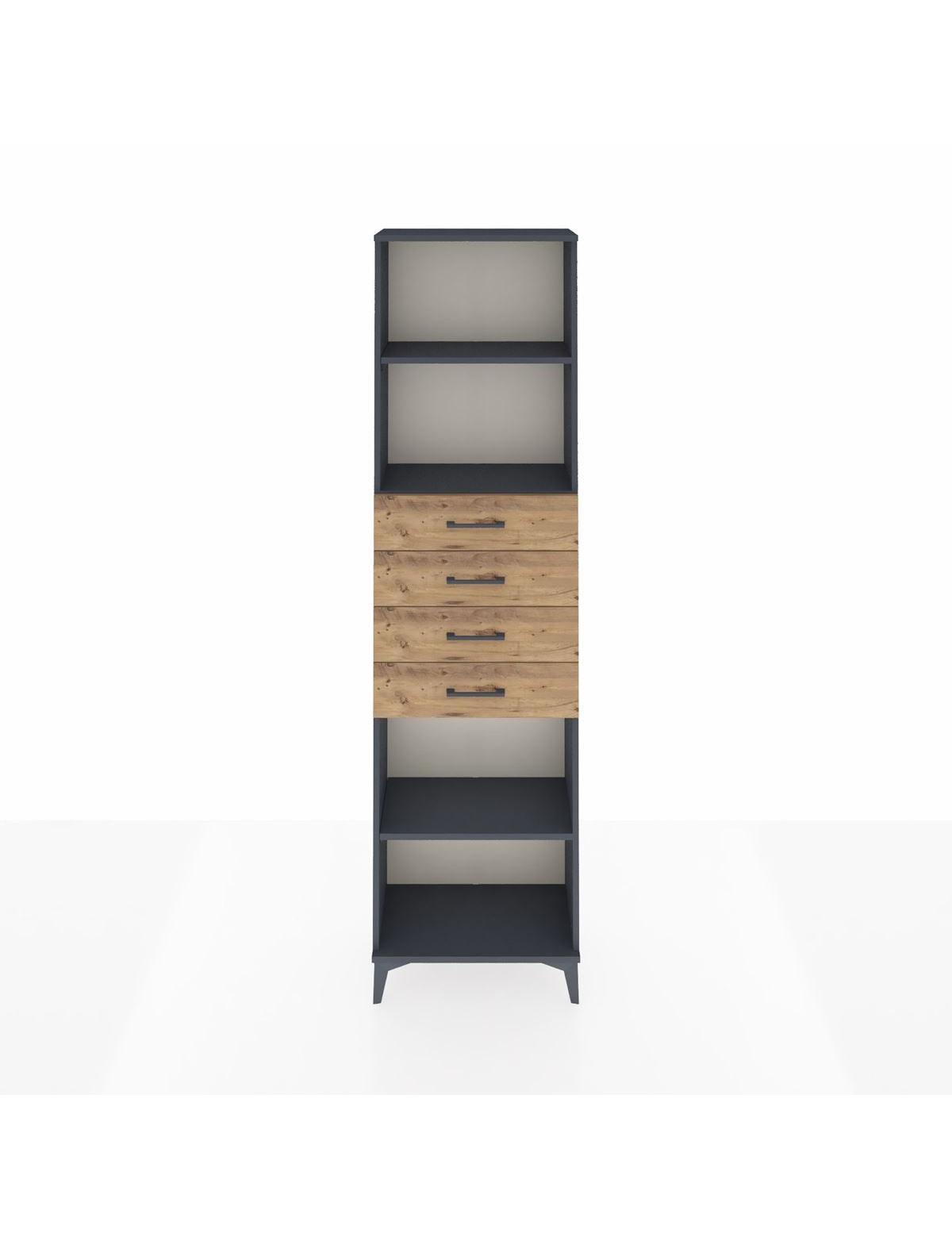 Arges Dolap 3 Raflı 4 Çekmeceli 60x30x221 Antrasit-Çam