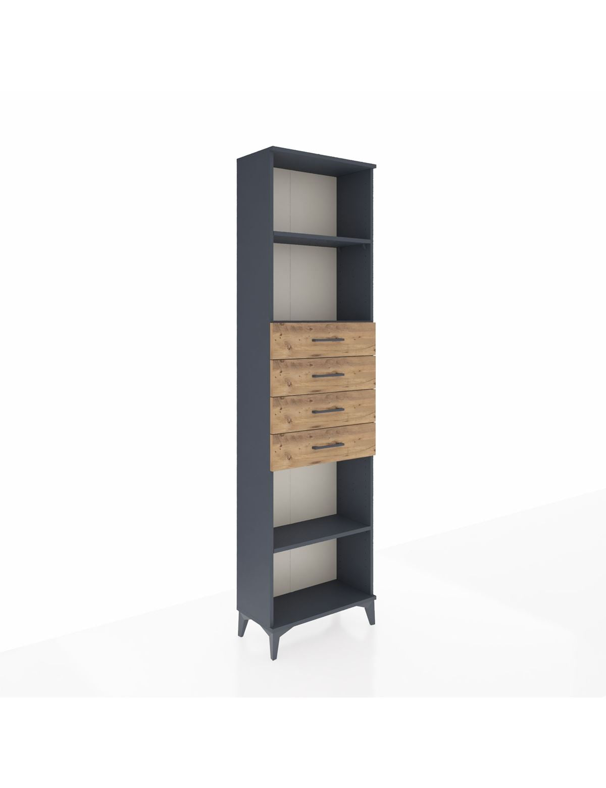 Arges Dolap 3 Raflı 4 Çekmeceli 60x30x221 Antrasit-Çam