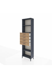 Arges Dolap 3 Raflı 4 Çekmeceli 60x30x221 Antrasit-Çam