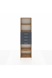 Arges Dolap 3 Raflı 4 Çekmeceli 60x30x221 Çam-Antrasit