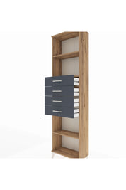 Arges Dolap 3 Raflı 4 Çekmeceli 60x30x221 Çam-Antrasit