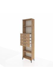 Arges Dolap 3 Raflı 4 Çekmeceli 60x30x221 Çam-Çam