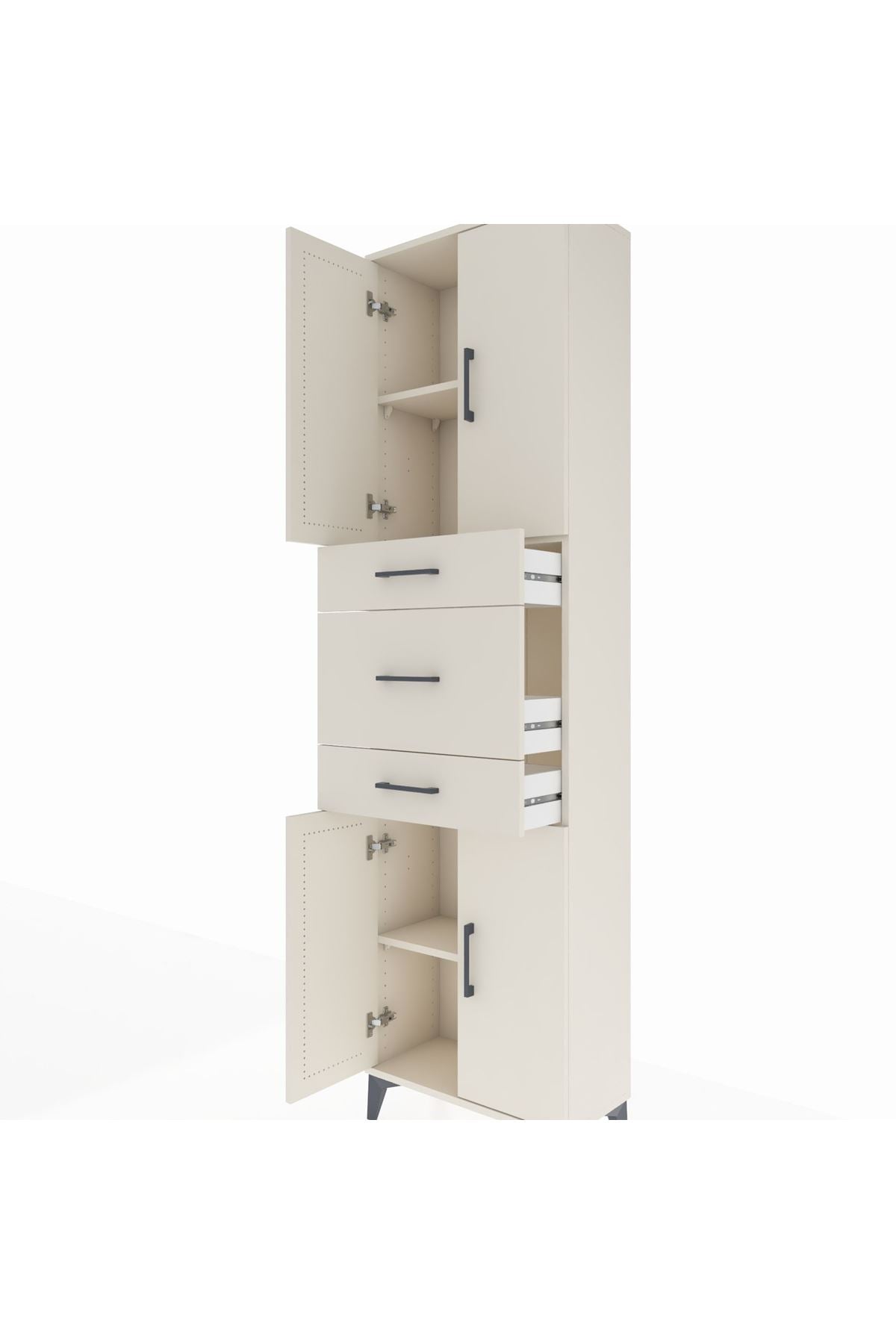 Arges Dolap 3 Raflı 3 Çekmeceli 4 Kapaklı 60x30x221 Aytaşı-Aytaşı