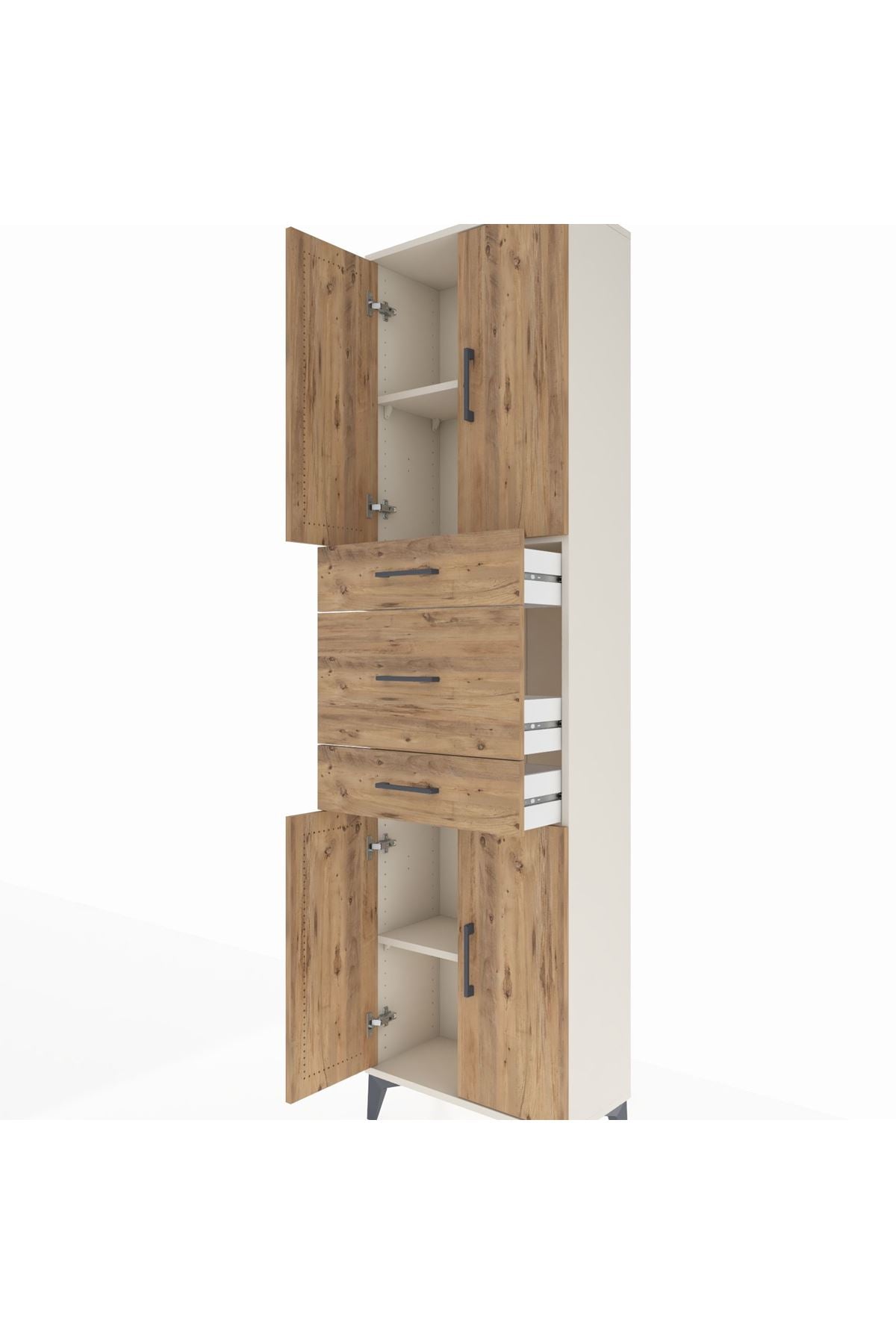 Arges Dolap 3 Raflı 3 Çekmeceli 4 Kapaklı 60x30x221 Aytaşı-Çam