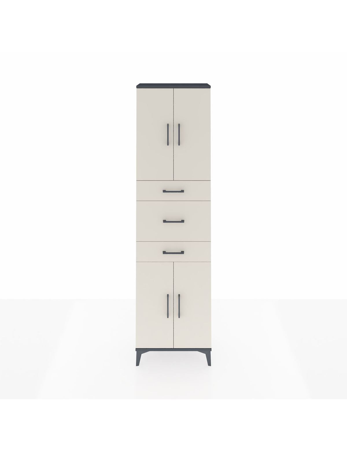 Arges Dolap 3 Raflı 3 Çekmeceli 4 Kapaklı 60x30x221 Antrasit-Aytaşı