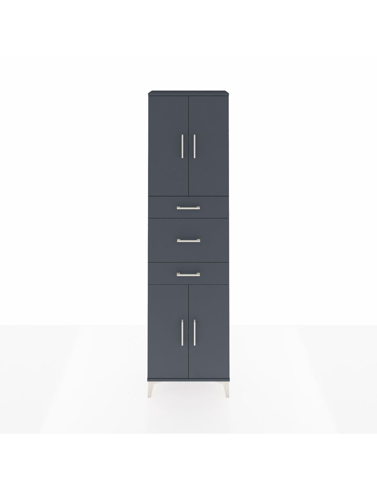 Arges Dolap 3 Raflı 3 Çekmeceli 4 Kapaklı 60x30x221 Antrasit-Antrasit